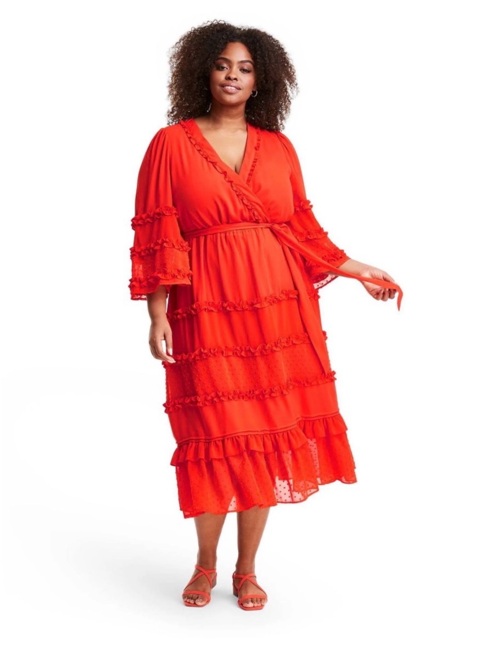 Alexis Poppy Red Ruffle Wrap Dress Size 1X New With Tags!